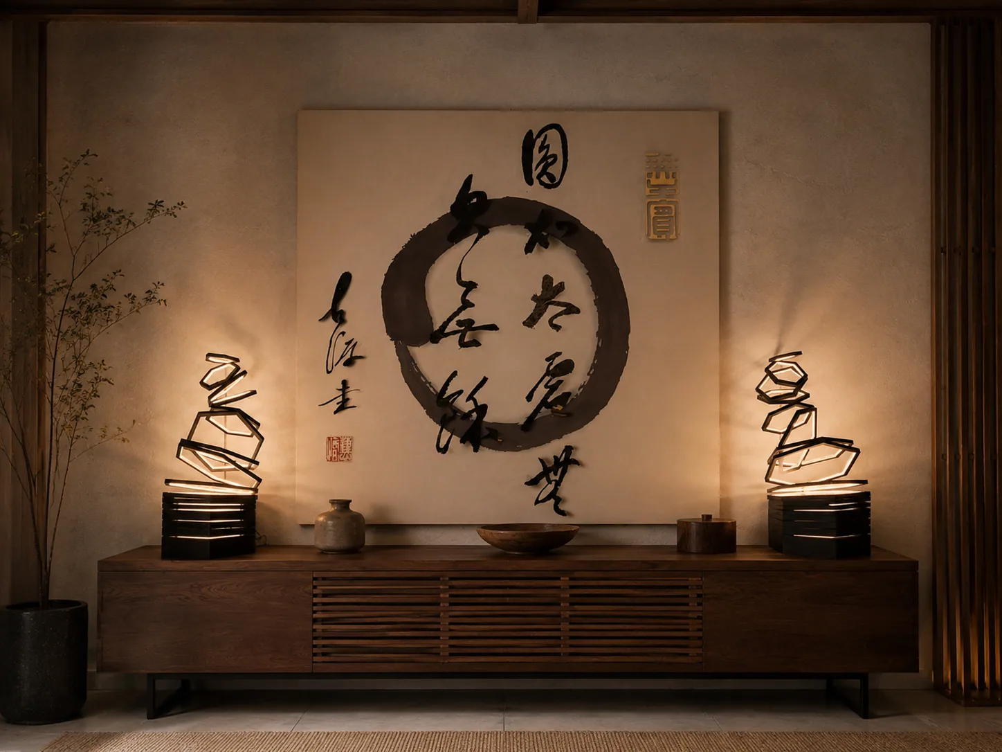 Sculptural lamp in situ detail