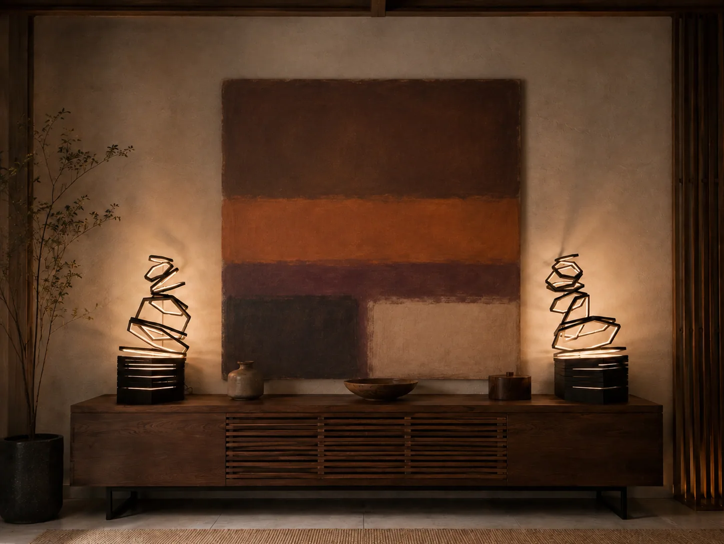 Sculptural lamp in situ alternate view