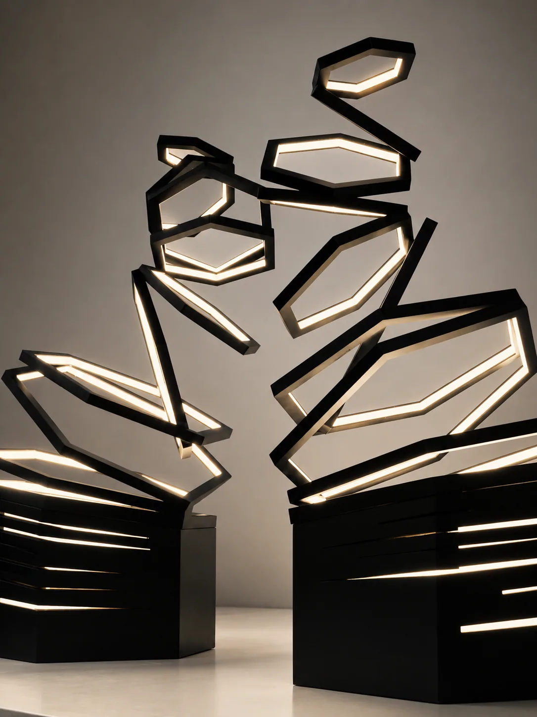 Pair of sculptural lamp objects