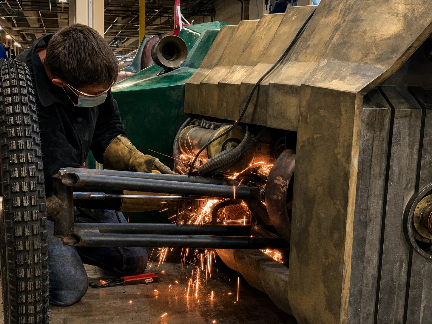 Les working on the Beggar King action vehicle
